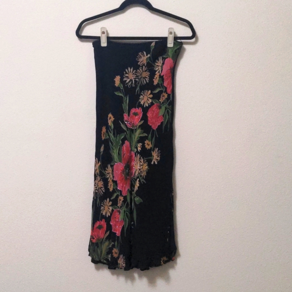 Angie Black Floral Maxi Skirt